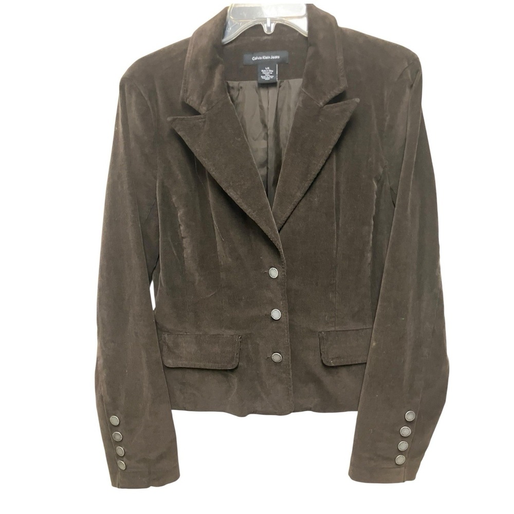 CALVIN KLEIN JEANS Blazer Brown Cotton Corduroy Western Equestrian Preppy Large - Picture 10 of 10